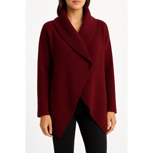 Margaret O'Leary Hooded Cashmere Wrap Sweater Sz XS Red Fairytale Cozy